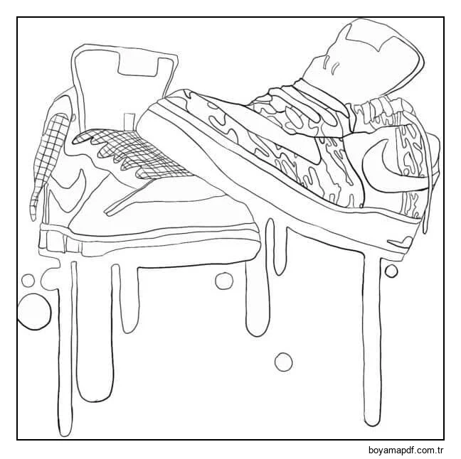 Güzel Nike ayakkabılar Boyama Sayfası