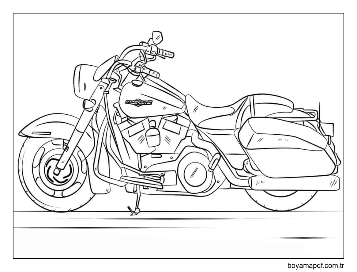 Harley Davidson Yol Kralı Boyama Sayfası