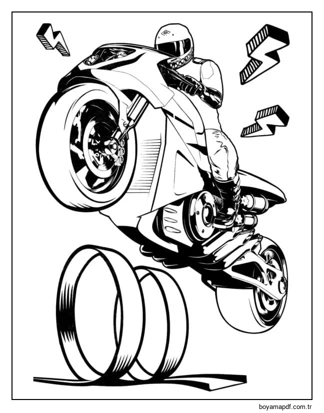 Havalı Spor Motosiklet Boyama Sayfası