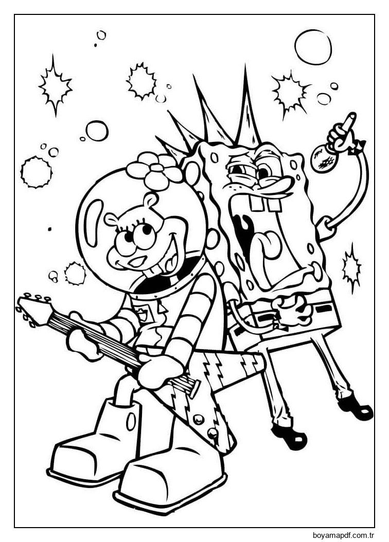 Havalı Sünger Bob şarkı Boyama Sayfası