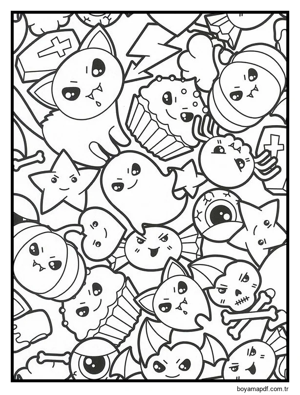 Hayalet Kawaii Boyama Sayfası
