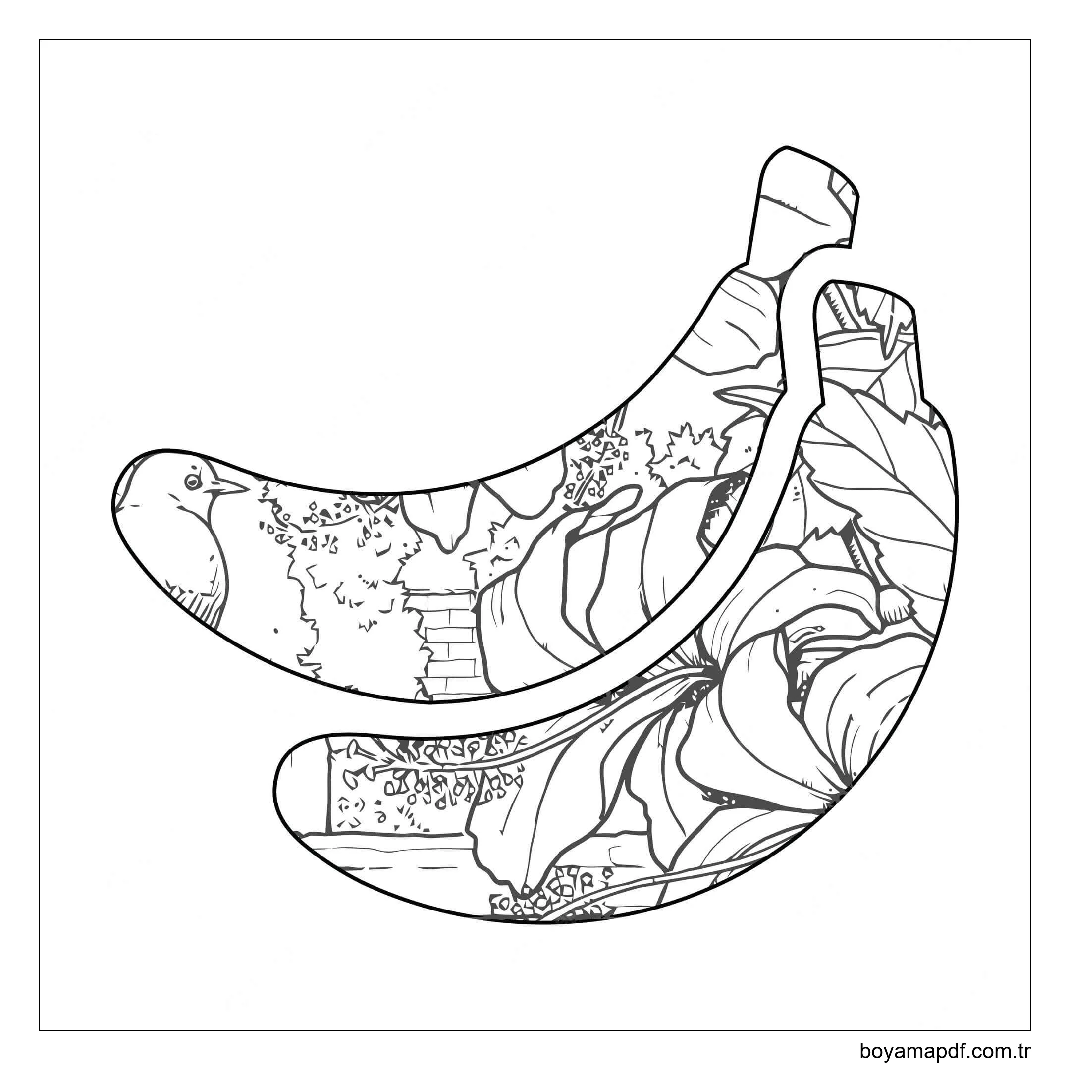 İki Muz Mandala Boyama Sayfası