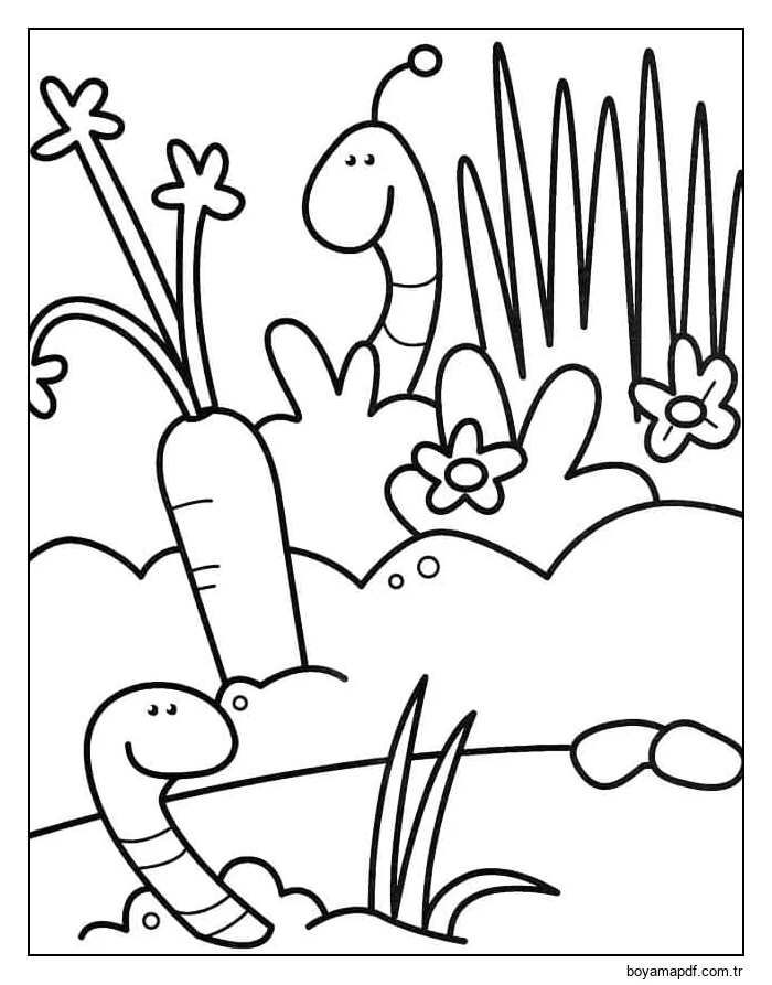 iki solucan Boyama Sayfası