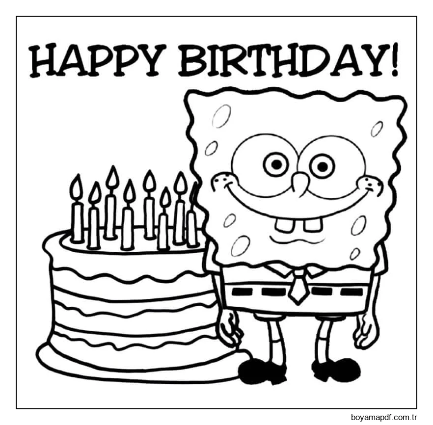 Iyi ki Doğdun Sünger Bob Boyama Sayfası