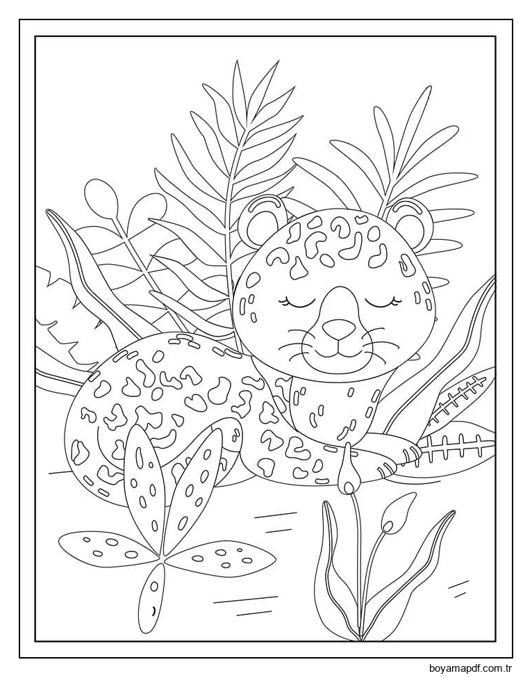 Jaguar Yaprakları Boyama Sayfası