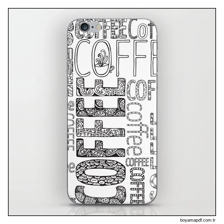 Kahve Telefon Kılıfı Boyama Sayfası