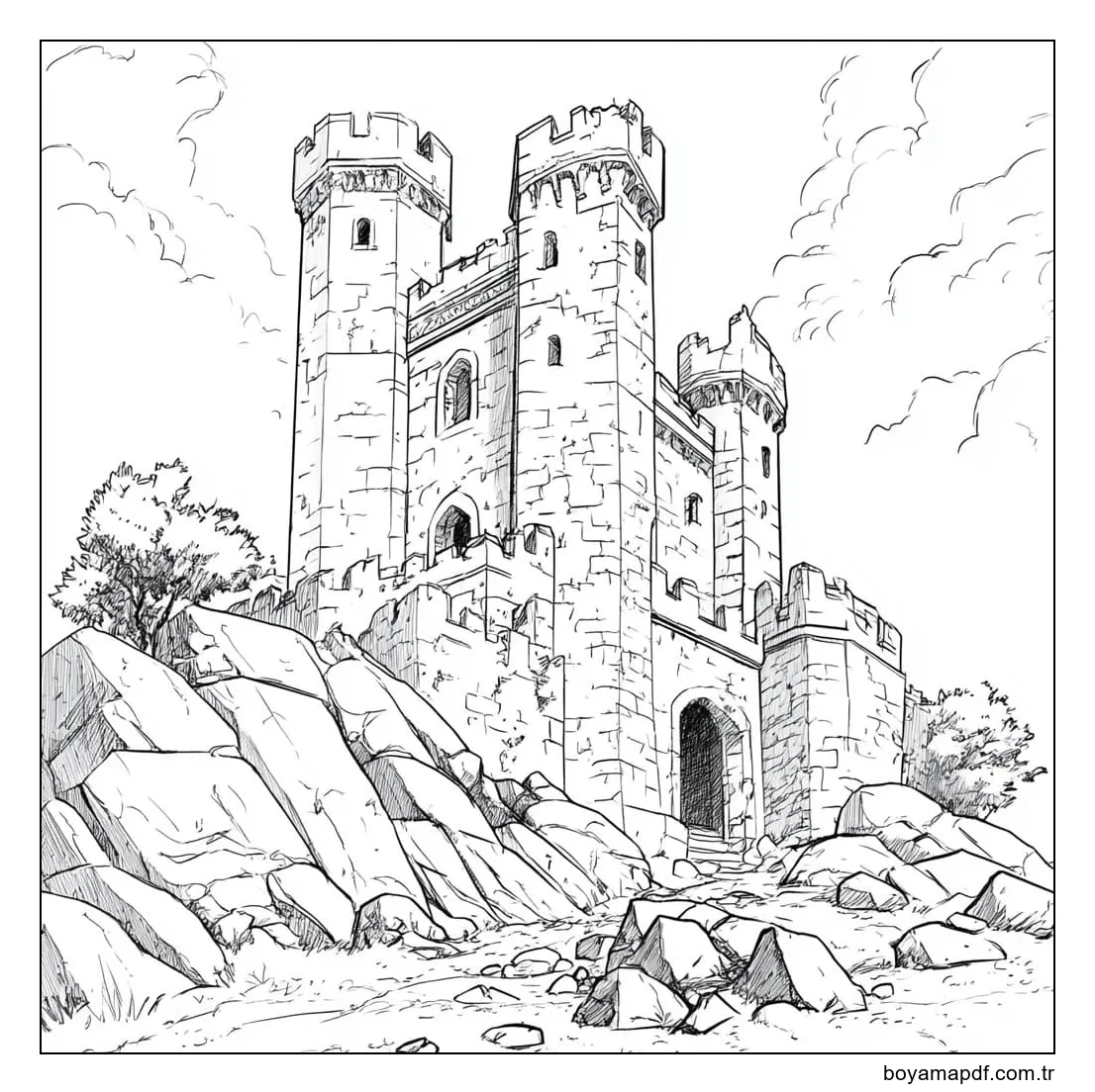 Kale çizimi kolay Boyama Sayfası