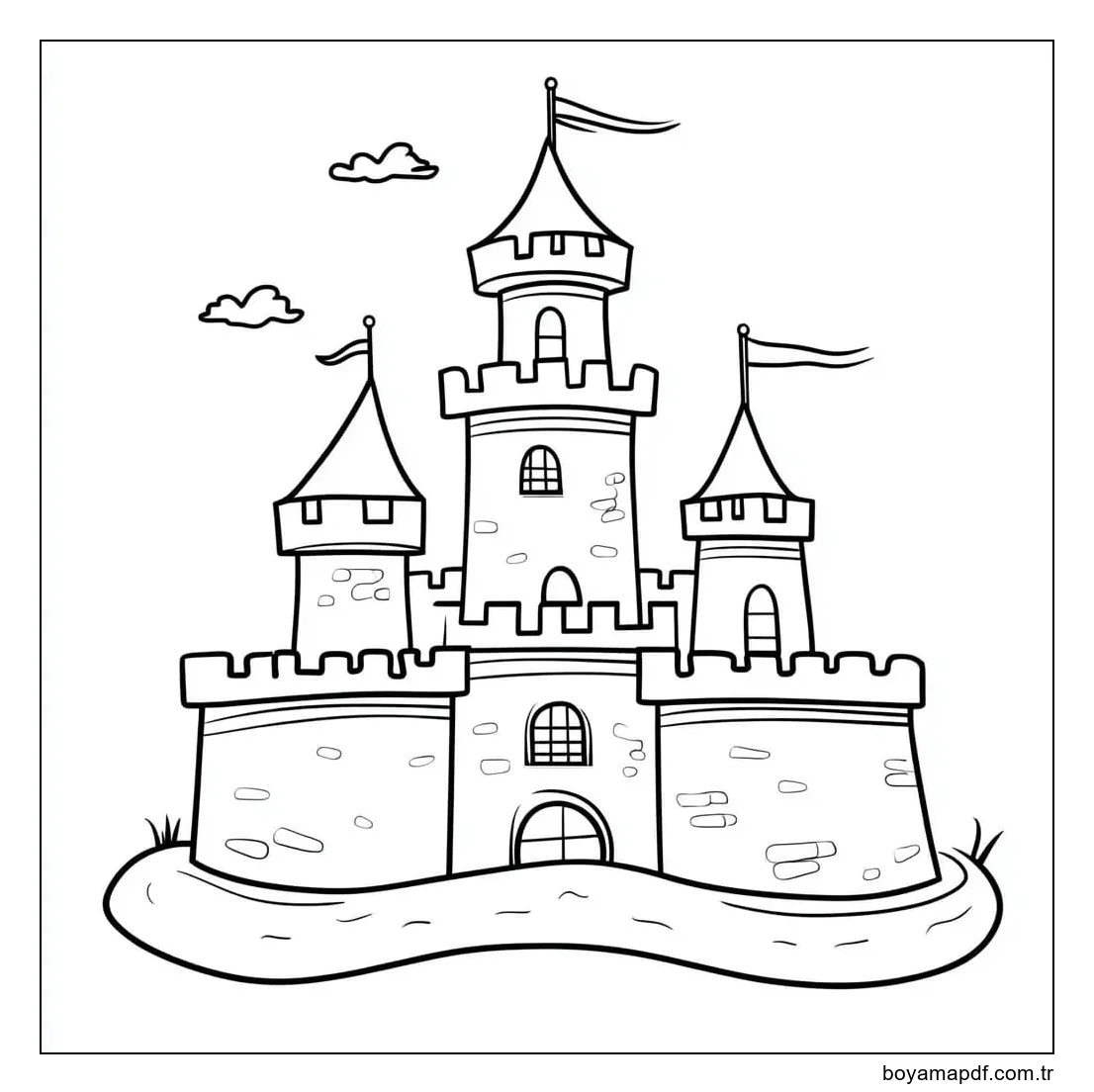 Kale çizimi kolay ücretsiz Boyama Sayfası