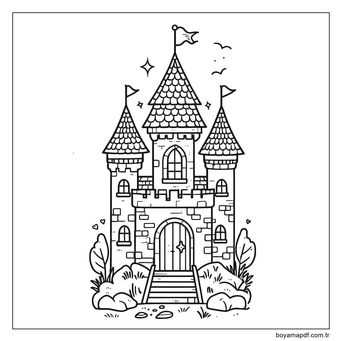 Kale çizimi temel Boyama Sayfası