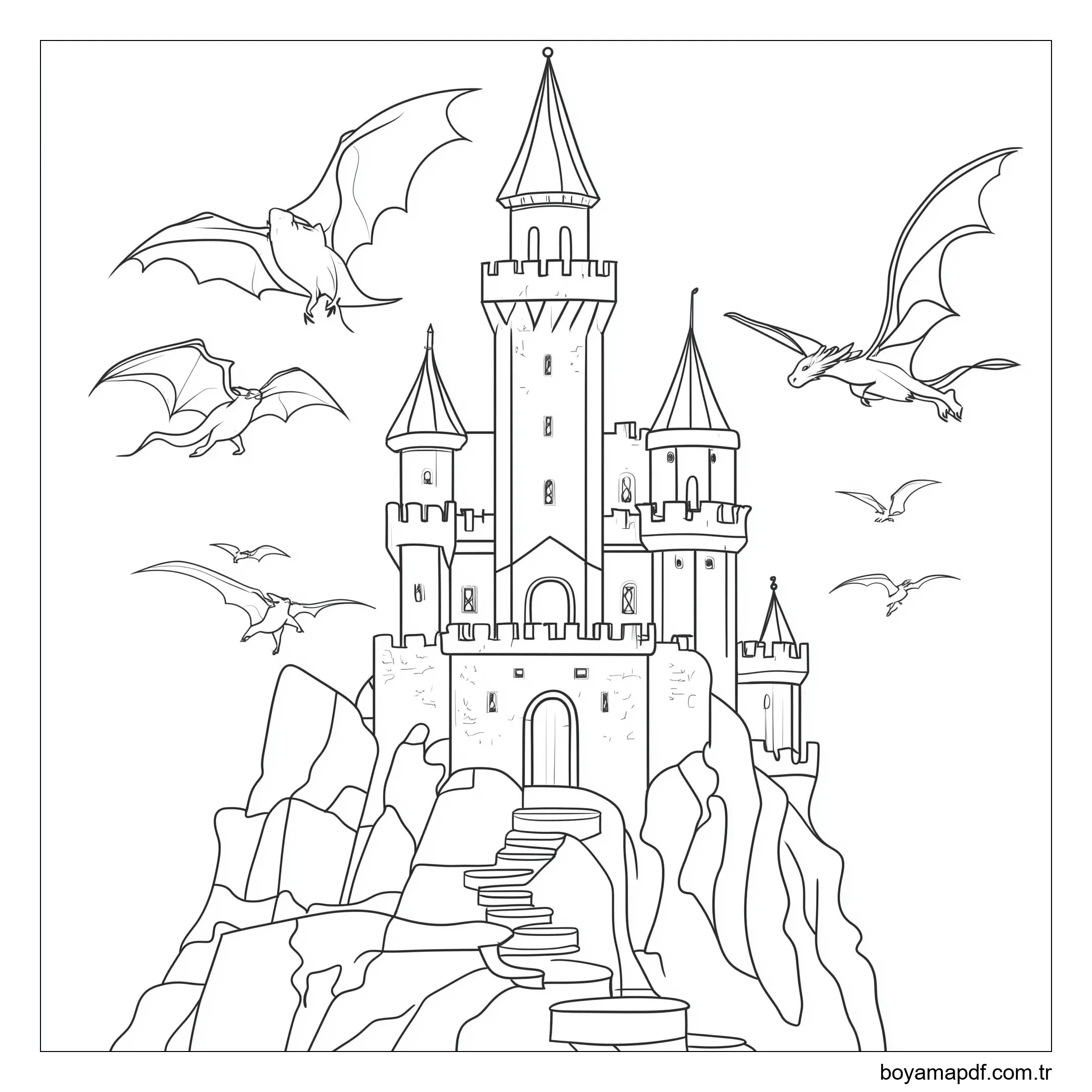 Kale resmi çiz Boyama Sayfası