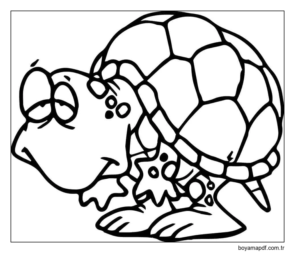 Karikatür eski kaplumbağa Boyama Sayfası