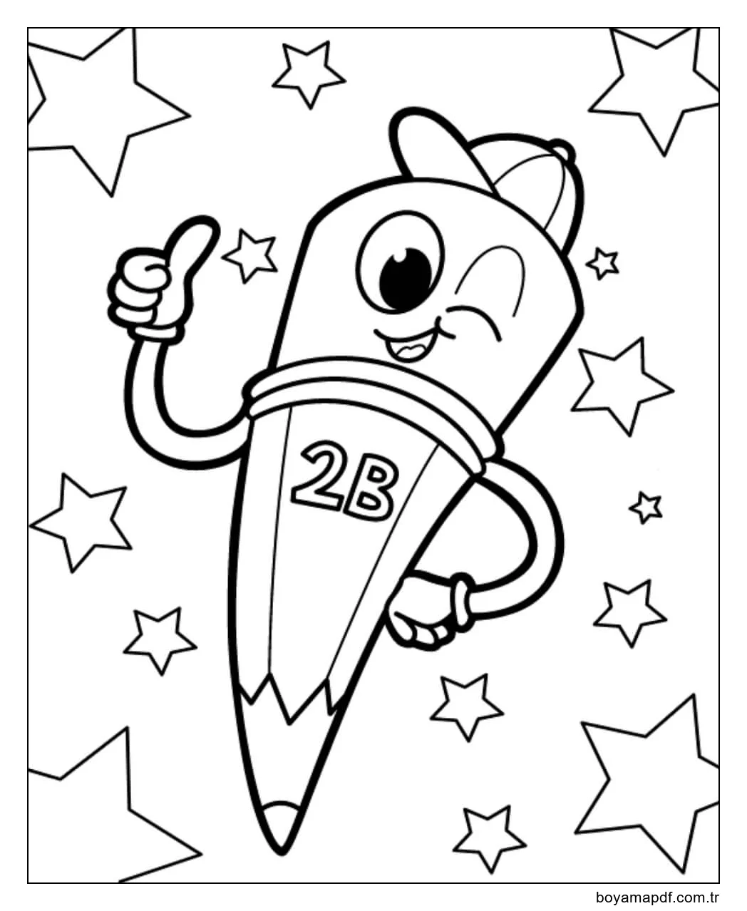 Karikatür Kalem 2B Boyama Sayfası