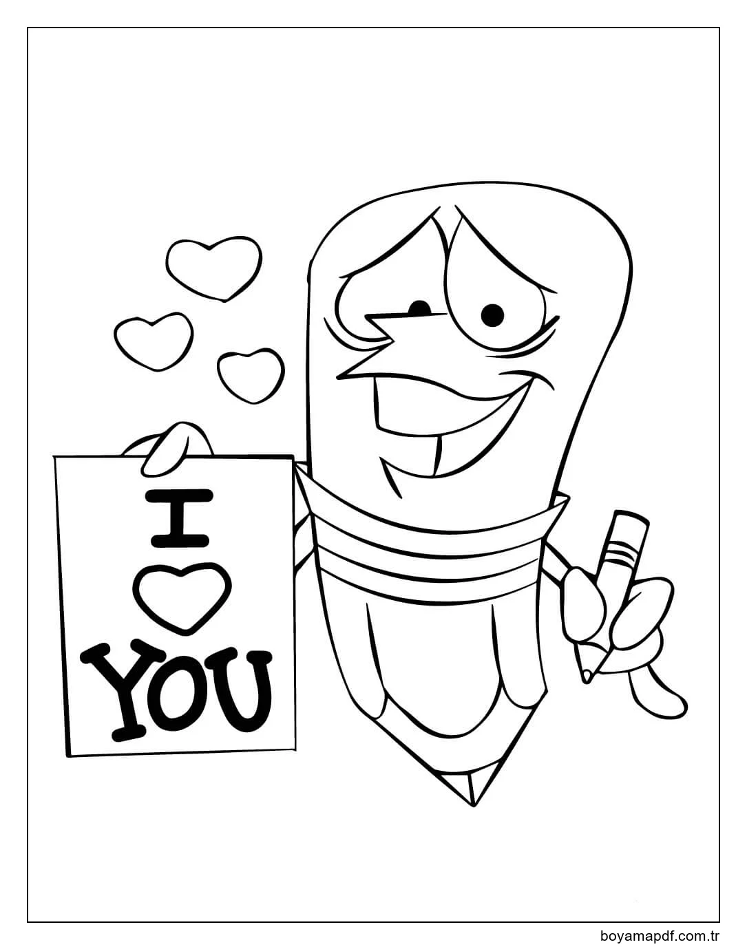 Karikatür Kalem Yazma Boyama Sayfası