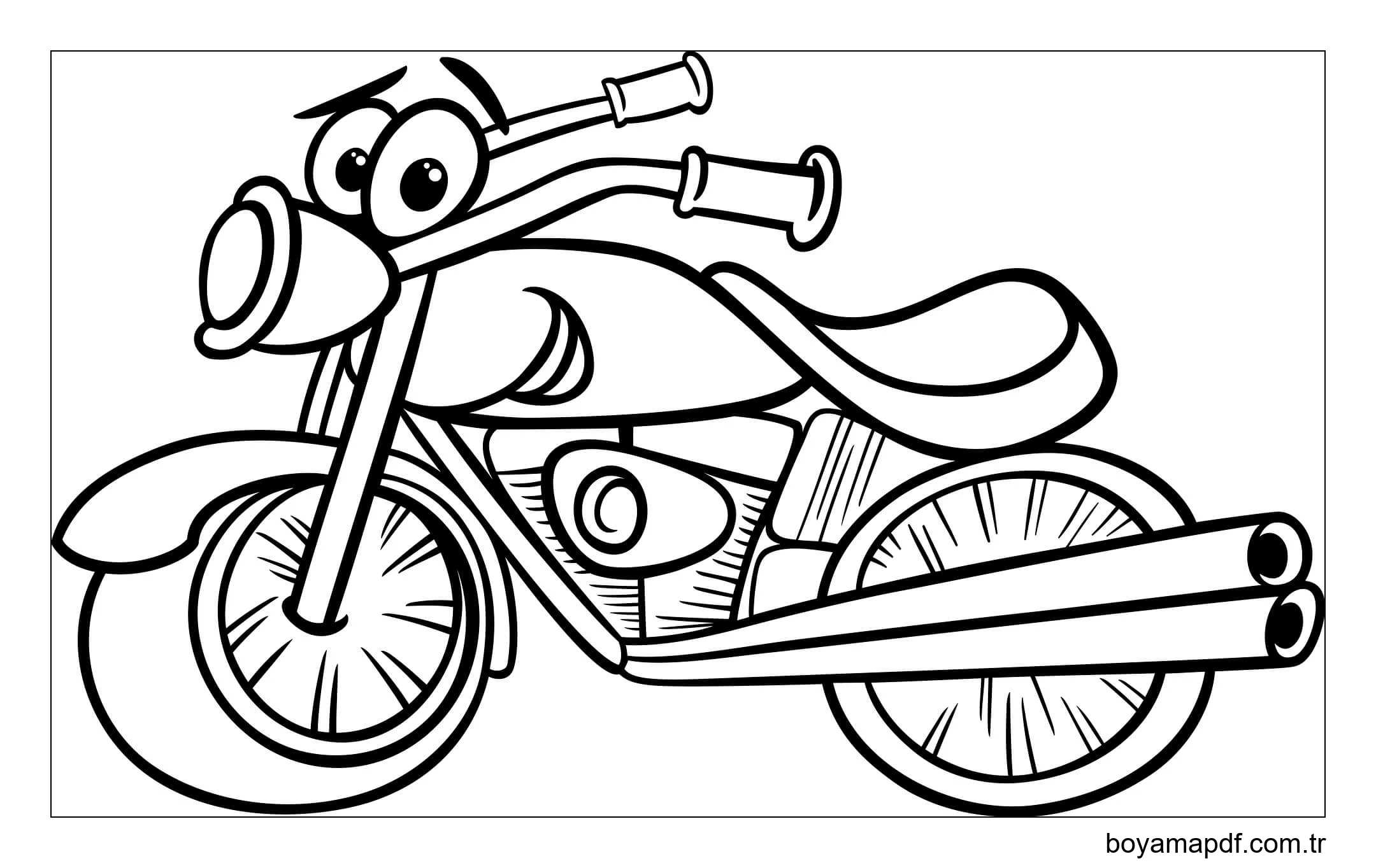 Karikatür Motosiklet Boyama Sayfası