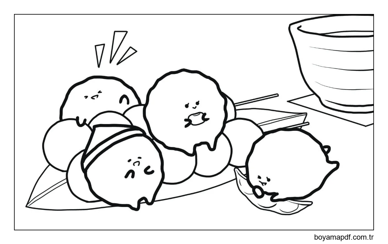 Kawaii Japon Fasulyesi Boyama Sayfası