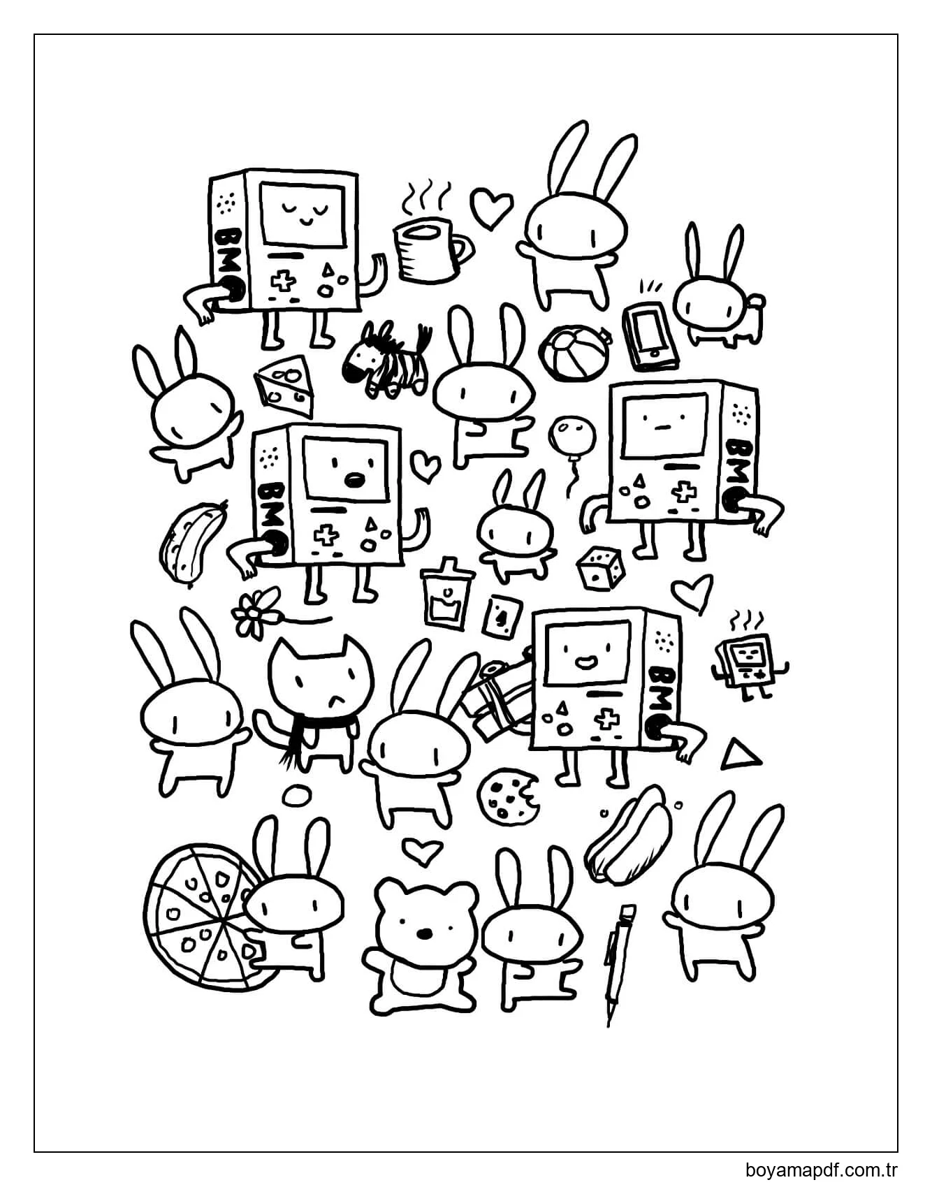 Kawaii Karikatür Boyama Sayfası