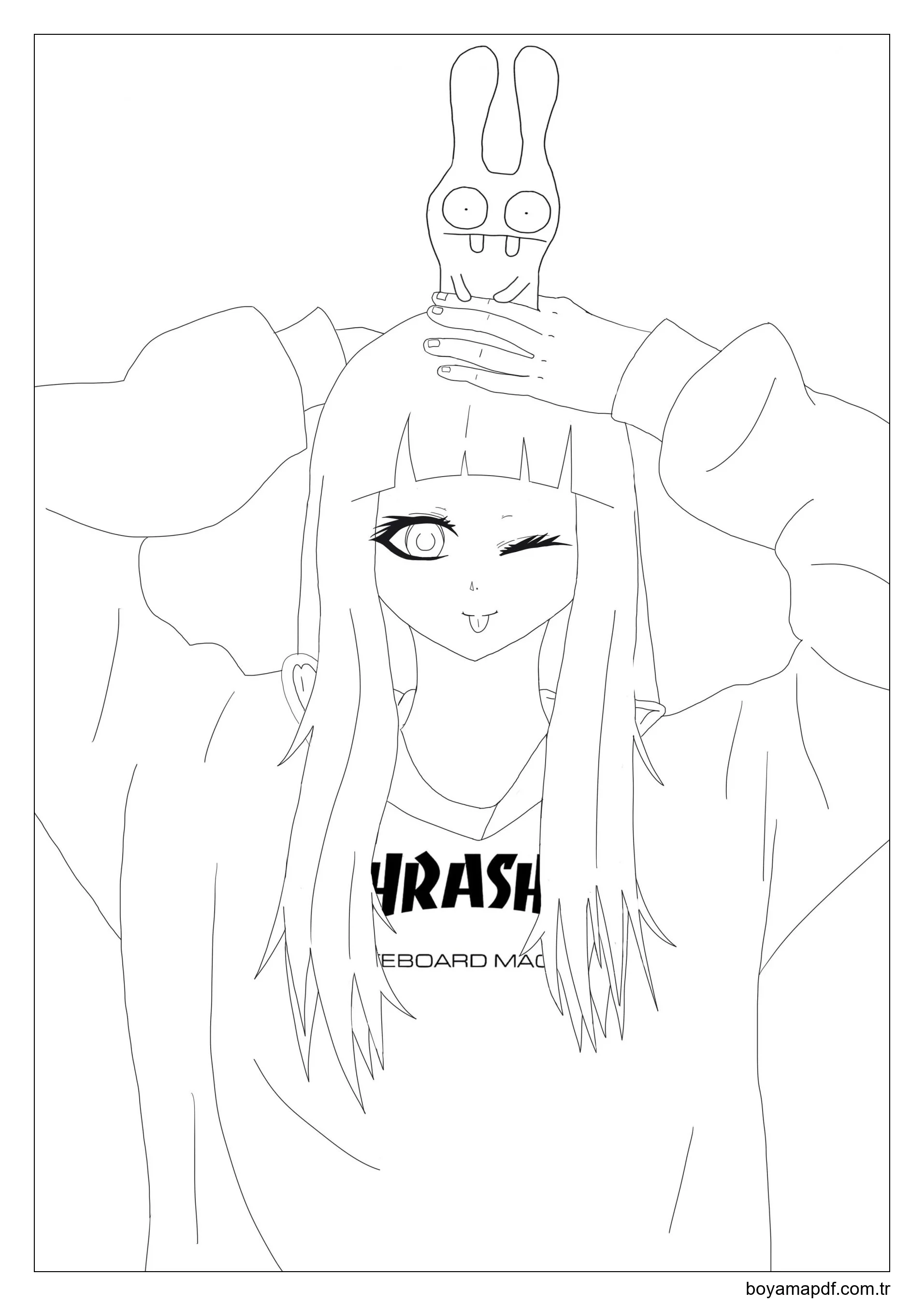 Kawaii Kız İçin Boyama Sayfası