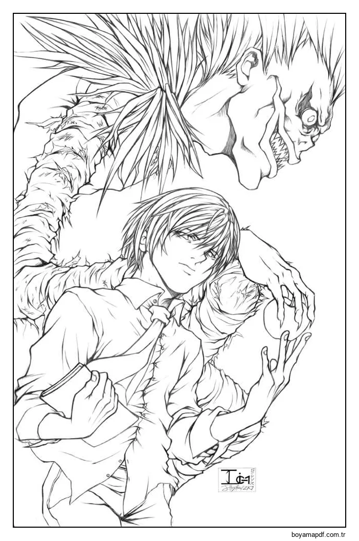 Kira Ve Ryuk Taze Boyama Sayfası