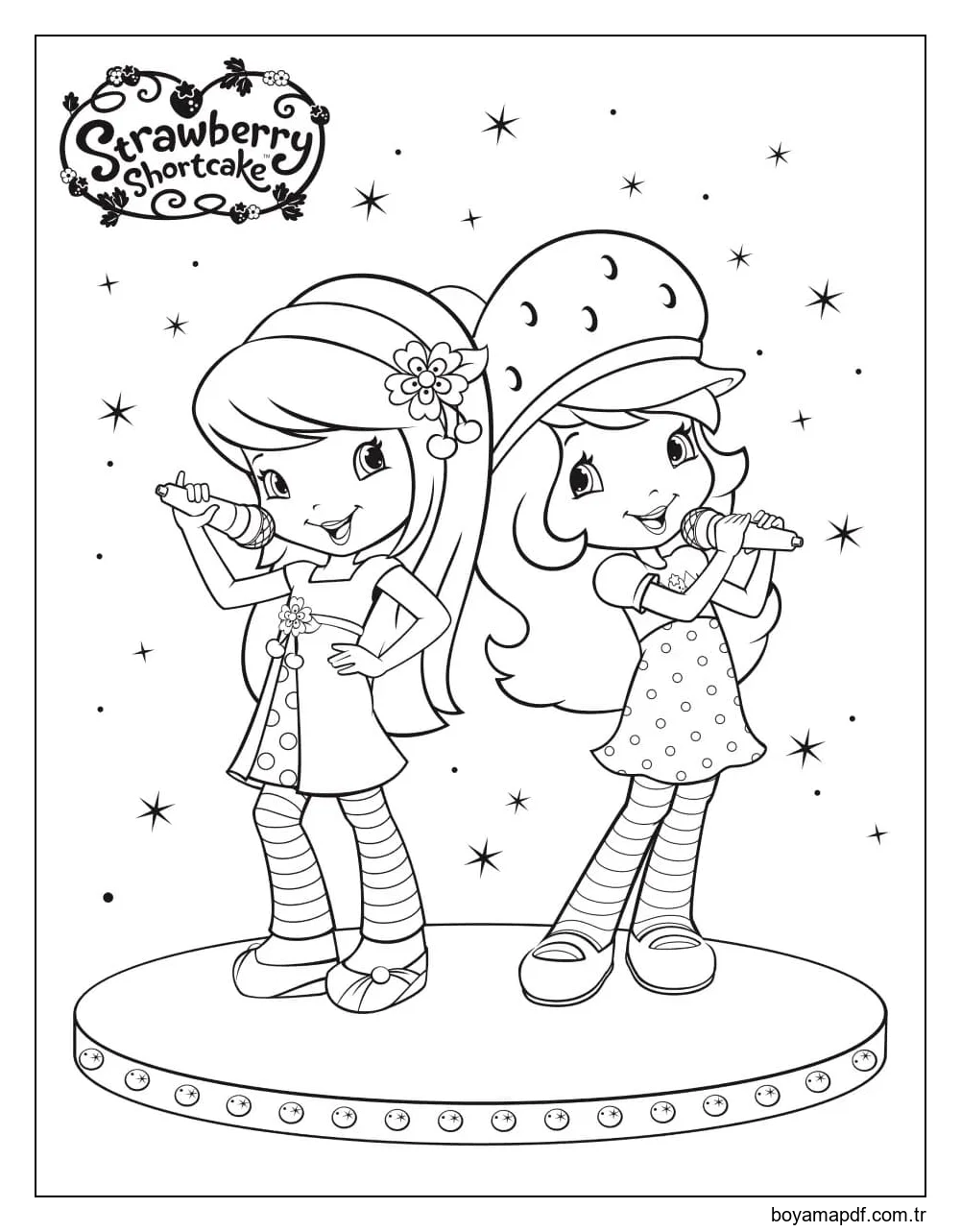 Kiraz Reçeli ve Çilekli Pasta Boyama Sayfası