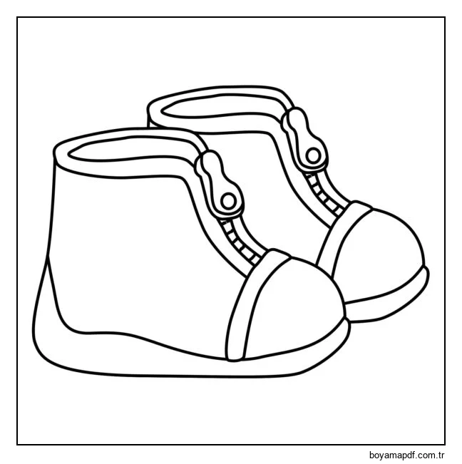 Kışlık çocuk botları. Boyama Sayfası