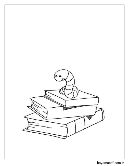 Kitaptaki Solucan Boyama Sayfası