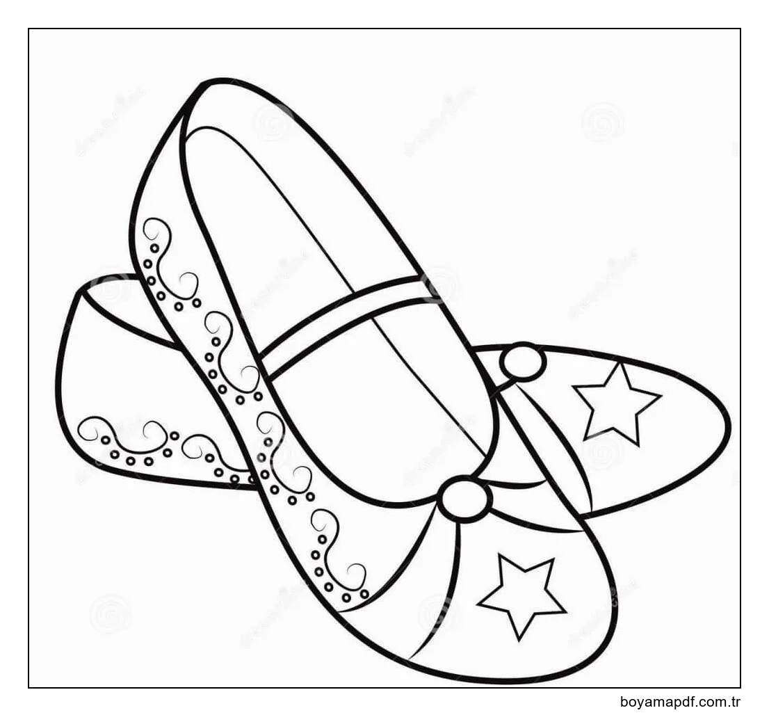 Kız Ayakkabı Sevimli Boyama Sayfası