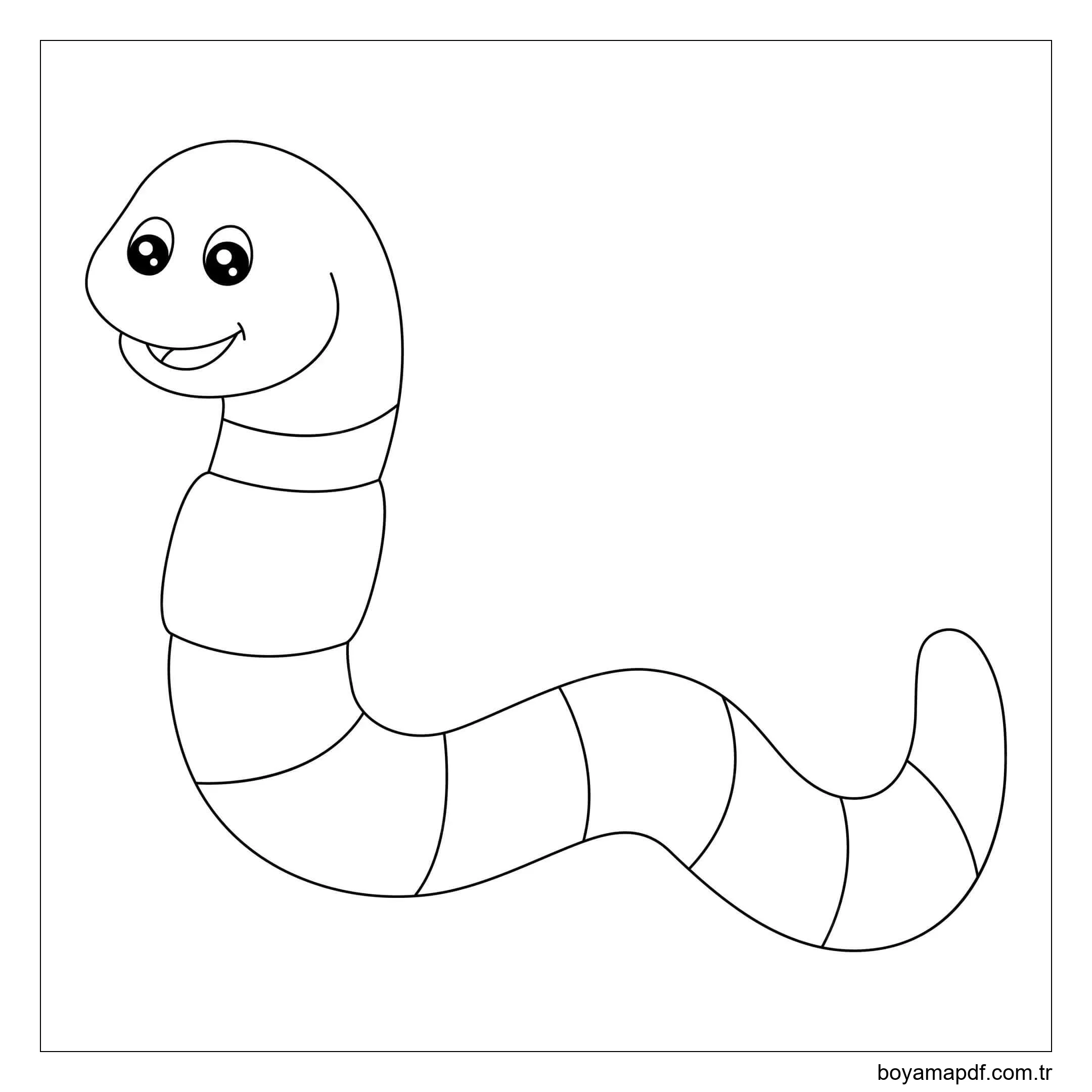 Komik Solucan Boyama Sayfası