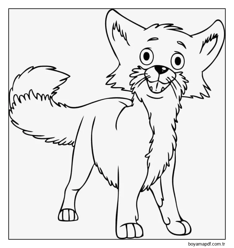 Komik Tilki Gülümseyen Boyama Sayfası