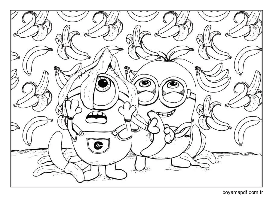 Minions ama Banana Boyama Sayfası