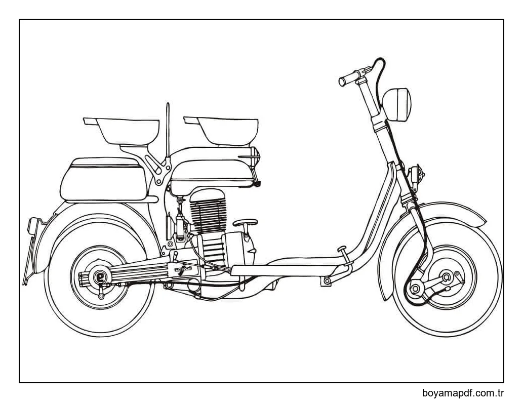 Motorlu Scooter Lambretta 125E Boyama Sayfası