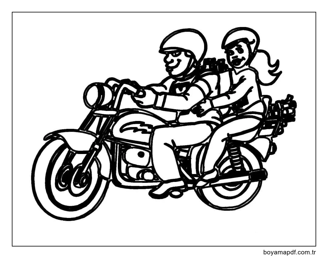 Motosikletli Çift Boyama Sayfası