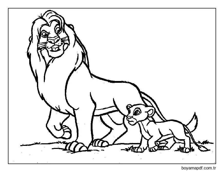 Mufasa ve Simba Çizimi Boyama Sayfası