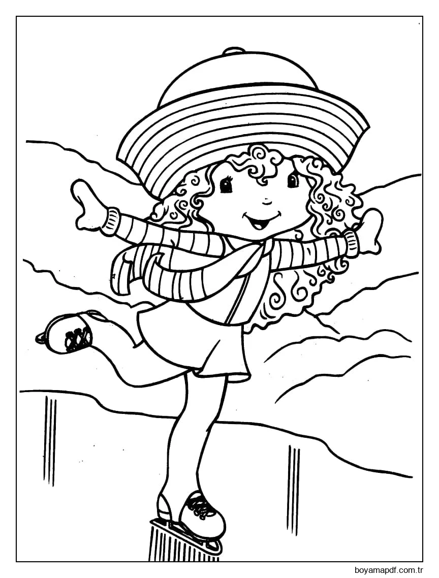 Mutlu Çilekli Pasta Boyama Sayfası