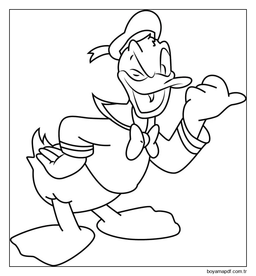Mutlu Donald Ördek Boyama Sayfası