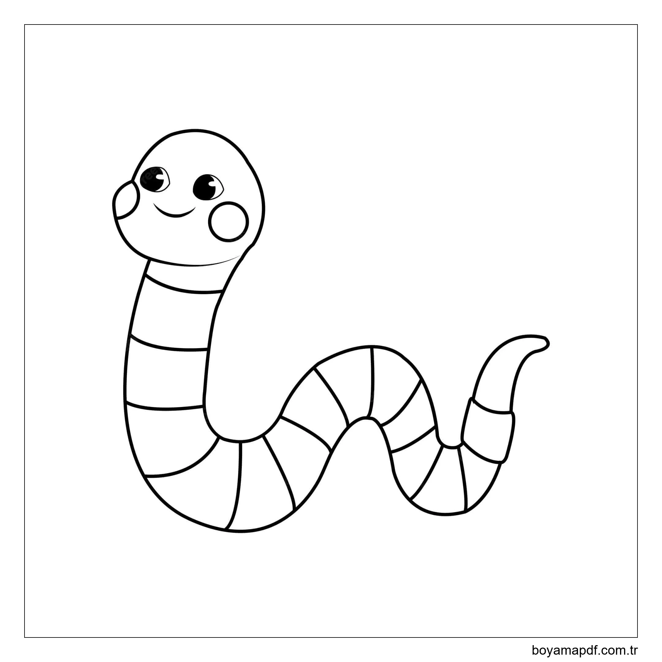 Mutlu Solucan Boyama Sayfası