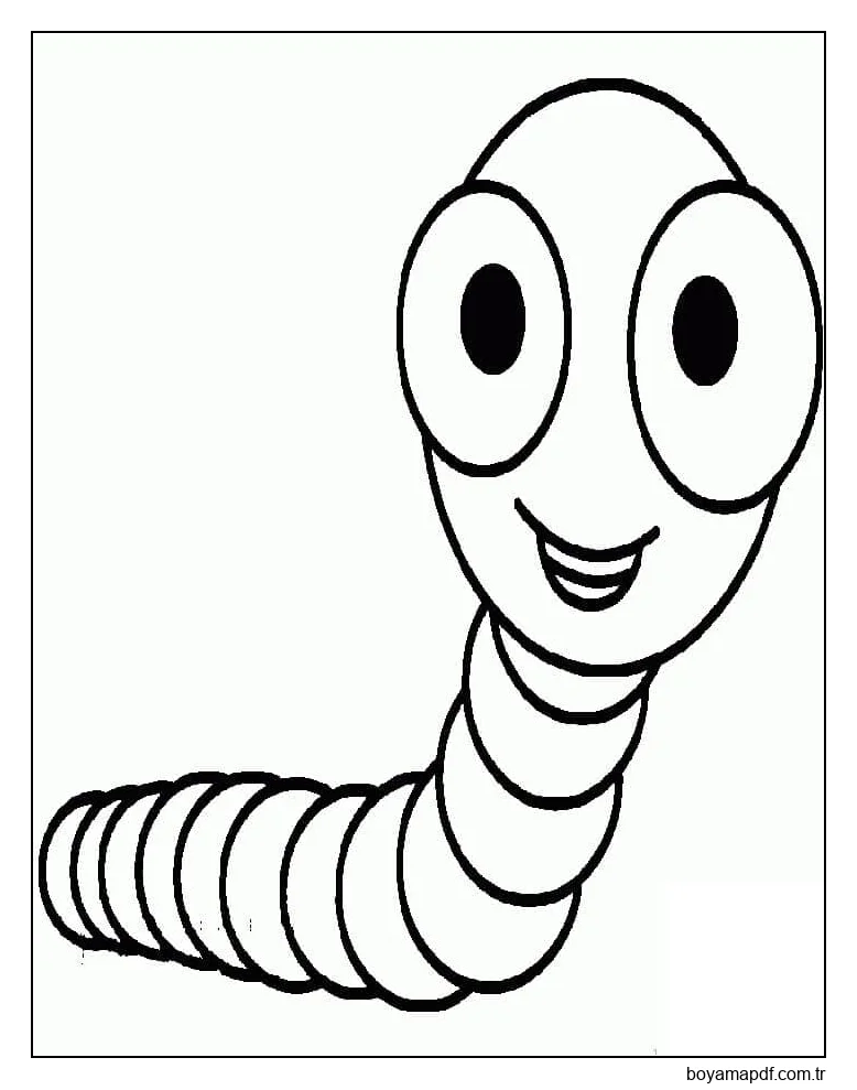 Mutlu Solucan Çizimi Boyama Sayfası