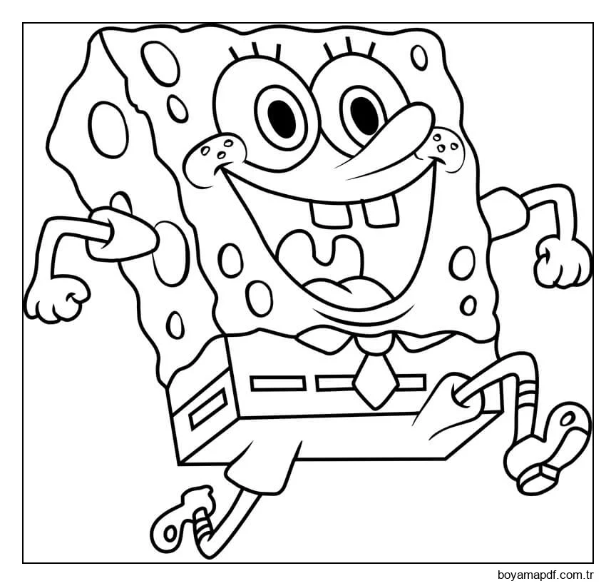 Mutlu Sünger Bob Koşu Boyama Sayfası