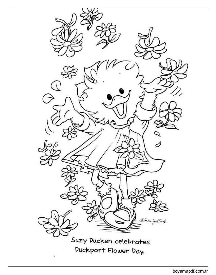 Mutlu Suzy Ördek Boyama Sayfası