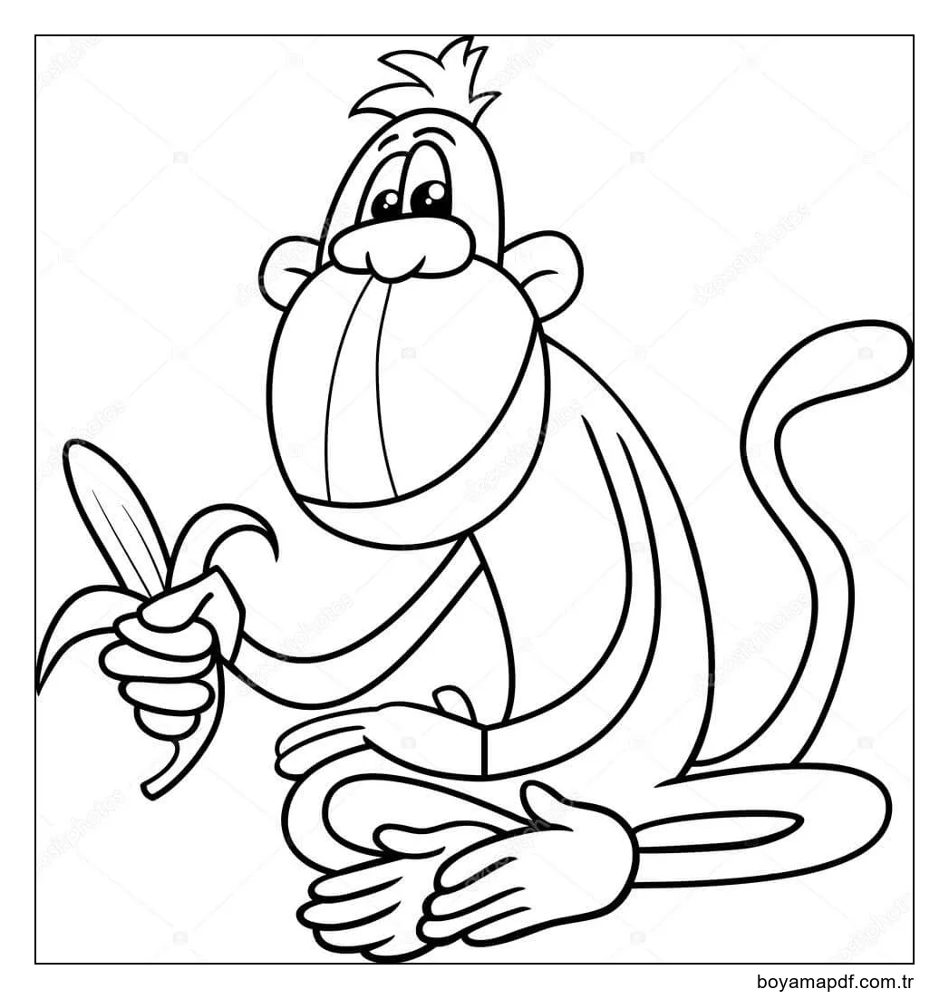 Muz Tutan Harika Maymun Boyama Sayfası