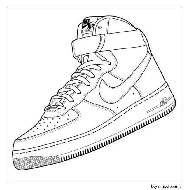Nike Air Force 1 yüksek Boyama Sayfası