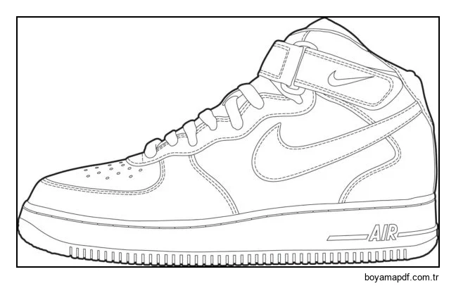Nike Hava Kuvvetleri Spor Ayakkabıları Boyama Sayfası
