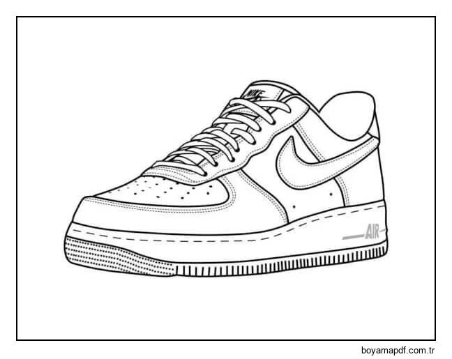 Nike'ın en ünlü ayakkabı serisi Air Force 1'dir Boyama Sayfası