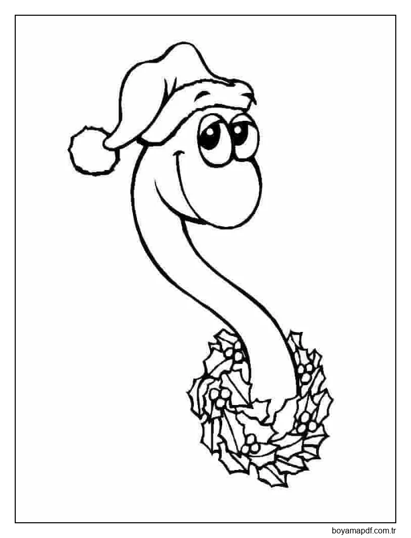 Noel Solucanı Boyama Sayfası