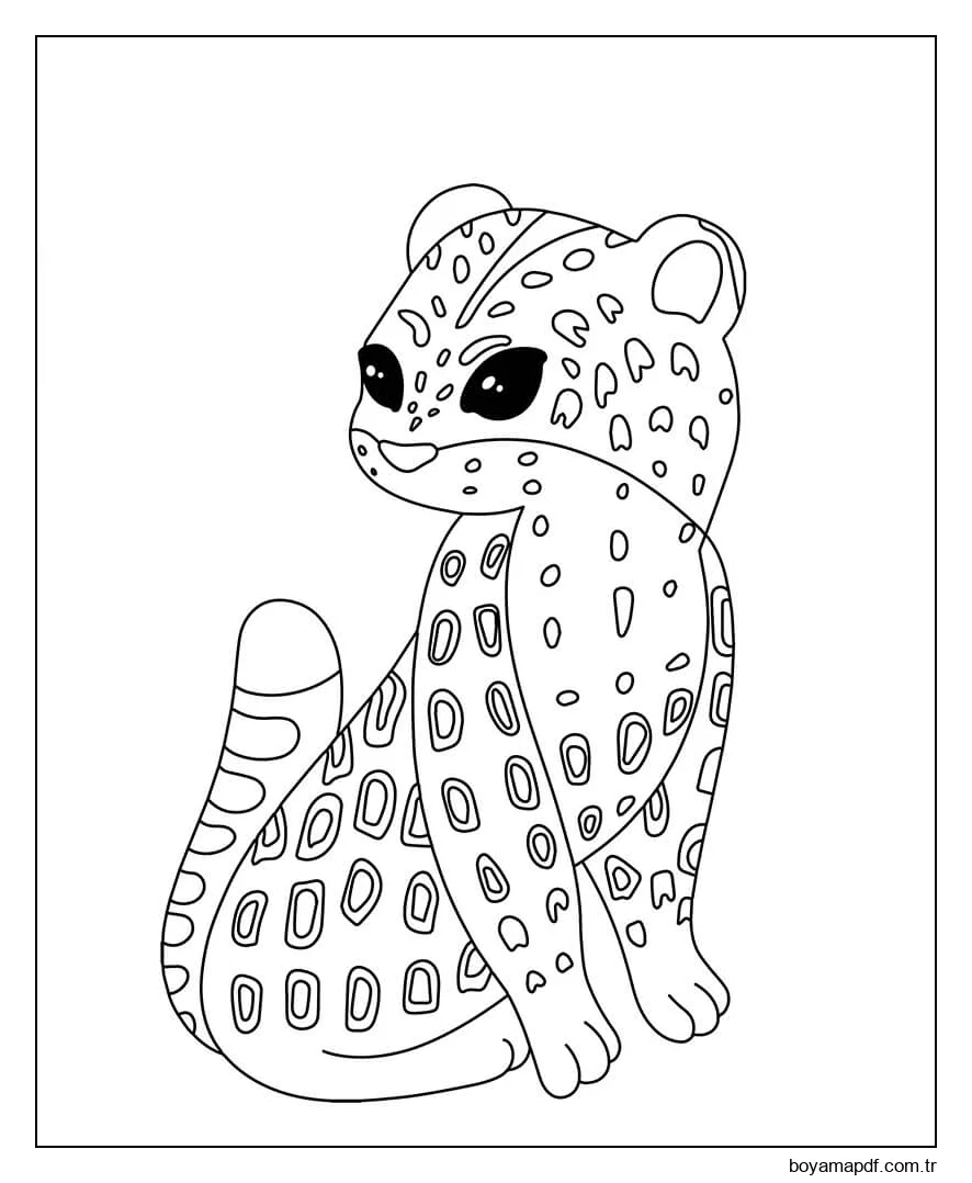 Oturan sevimli Jaguar Boyama Sayfası