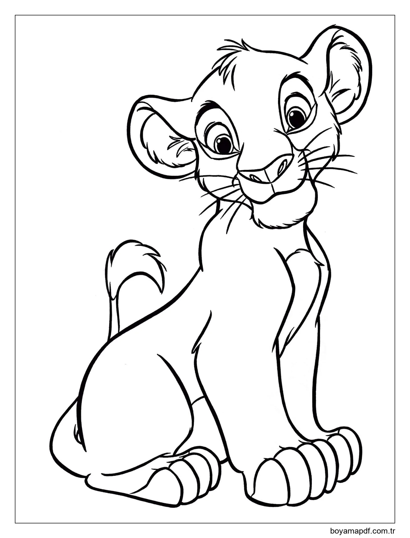 Oturan Simba Boyama Sayfası