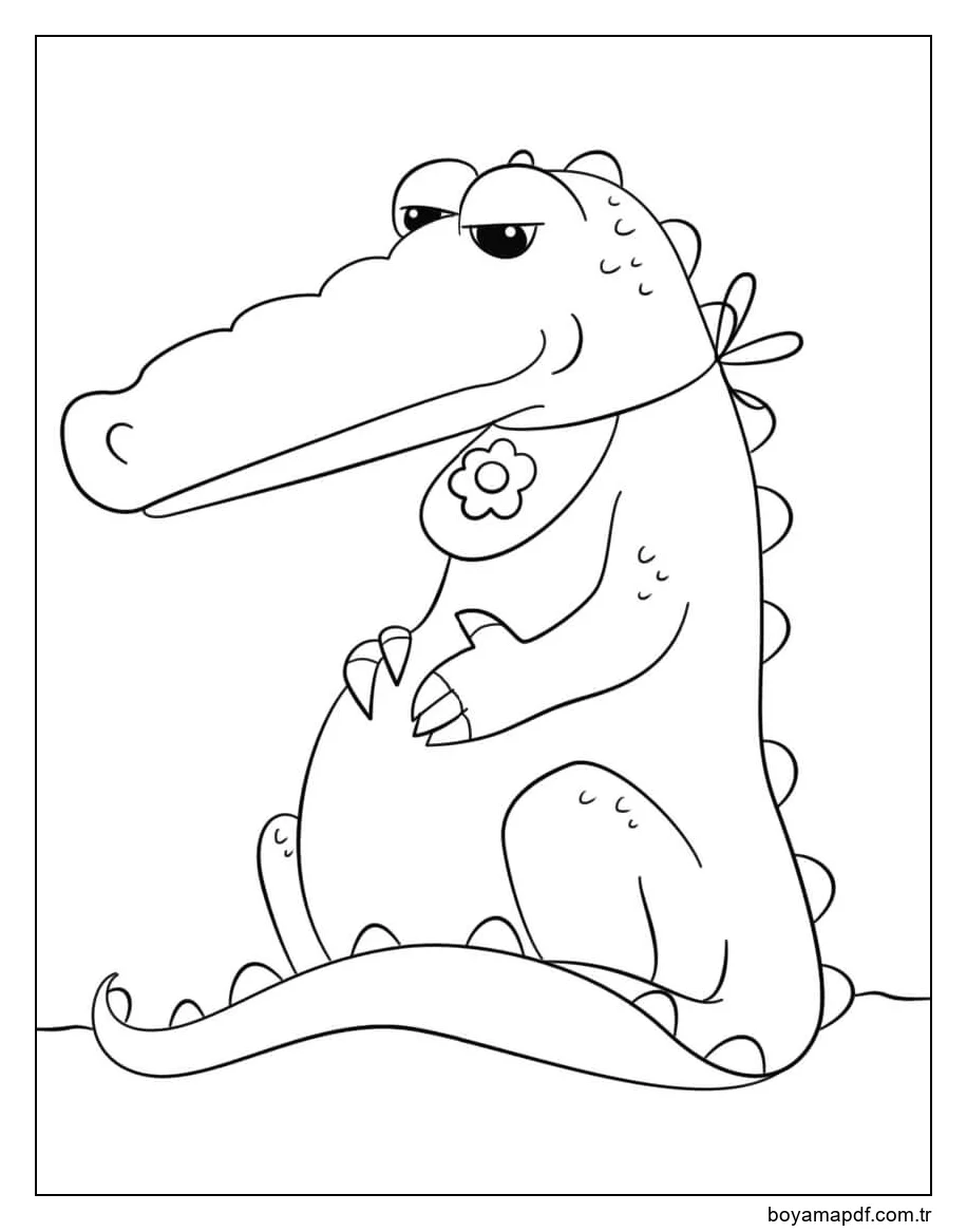 Oturan Timsah Boyama Sayfası