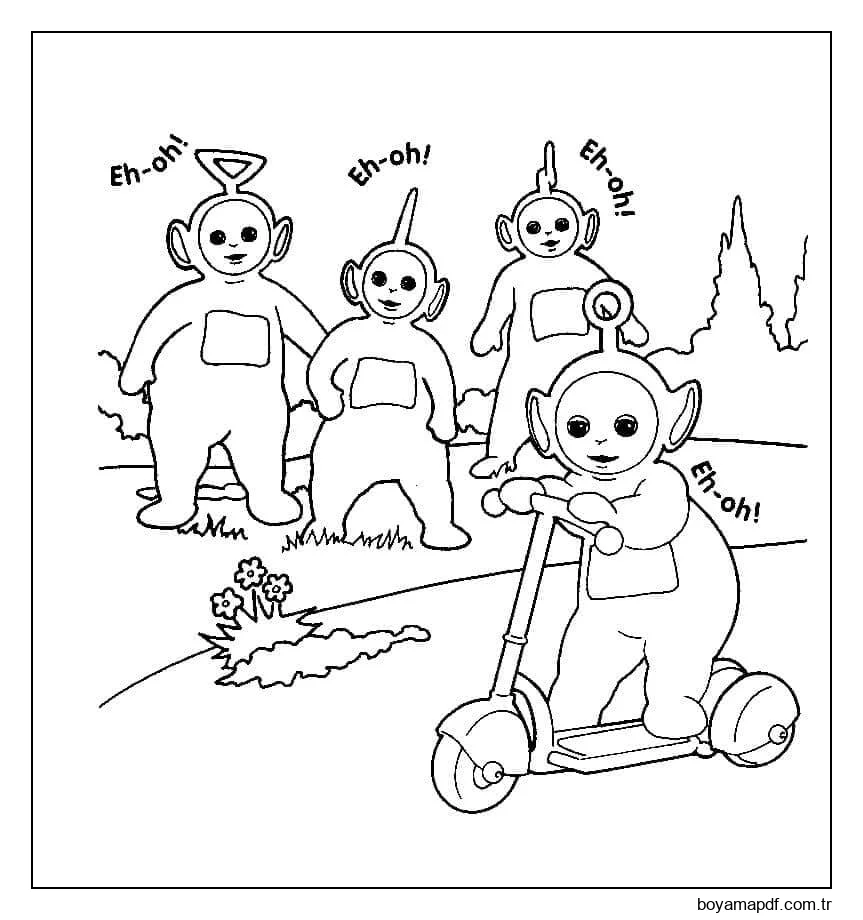 Parktaki Teletubbiler Boyama Sayfası