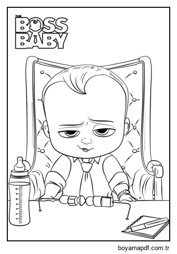Patron bebek gülümsüyor Boyama Sayfası