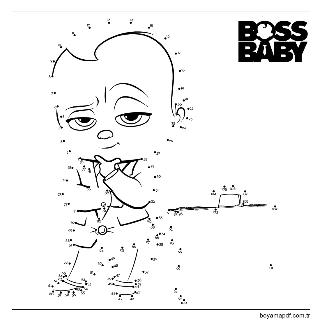 Patron Bebek Noktadan Noktalara Boyama Sayfası