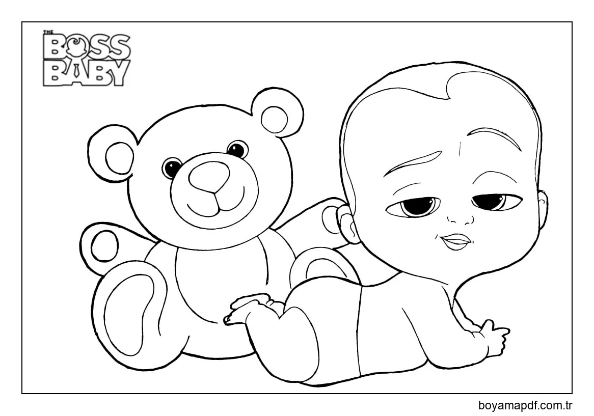 Patron Bebek ve Oyuncak Ayı Boyama Sayfası